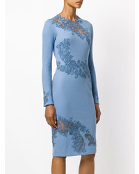 Ermanno Scervino Fitted Dress With Embroidered Floral Insets