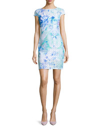 Julia Jordan Laser Cut Floral Print Dress Blue