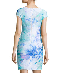 Julia Jordan Laser Cut Floral Print Dress Blue