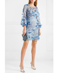 Marchesa Notte Med Embroidered And Appliqud Tulle Mini Dress
