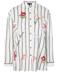 Topshop Floral Stripe Shirt