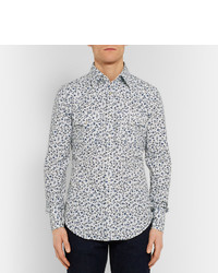 Tom Ford Slim Fit Floral Print Cotton Poplin Shirt