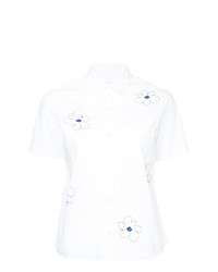 Light Blue Floral Short Sleeve Button Down Shirt
