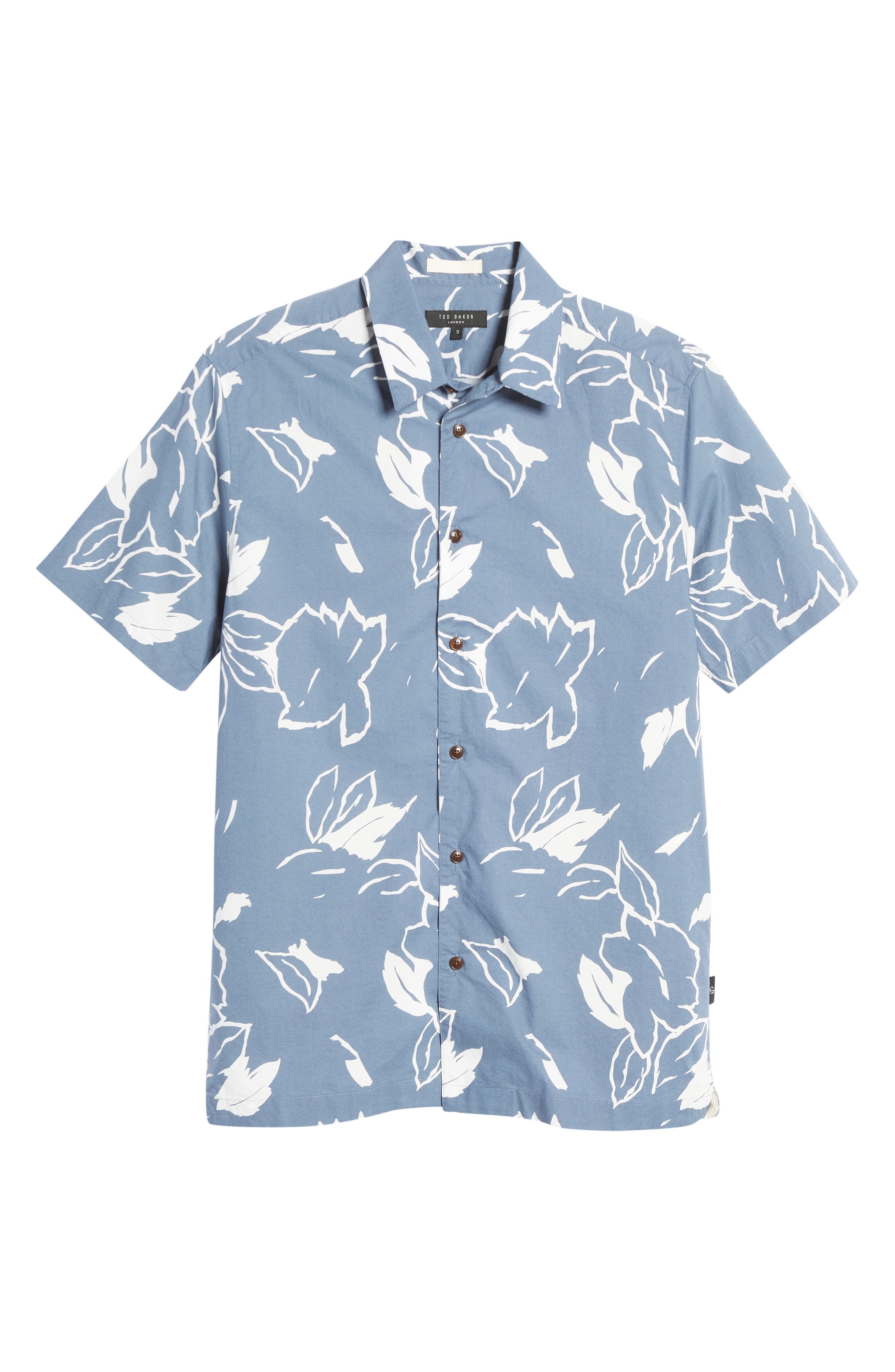 Ted Baker London Ashby Floral Outline Cotton Short Sleeve Button Up ...