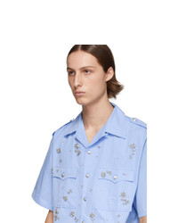 Prada Blue Crystal Bowling Shirt