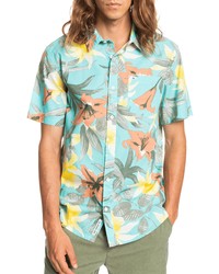 Quiksilver Classic Fit Garden Path Short Sleeve Button Up Shirt In Angel Blue Garden Path At Nordstrom