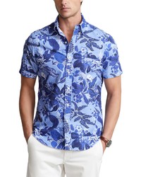 Polo Ralph Lauren Classic Oxford Floral Short Sleeve Shirt In Villa Floral At Nordstrom