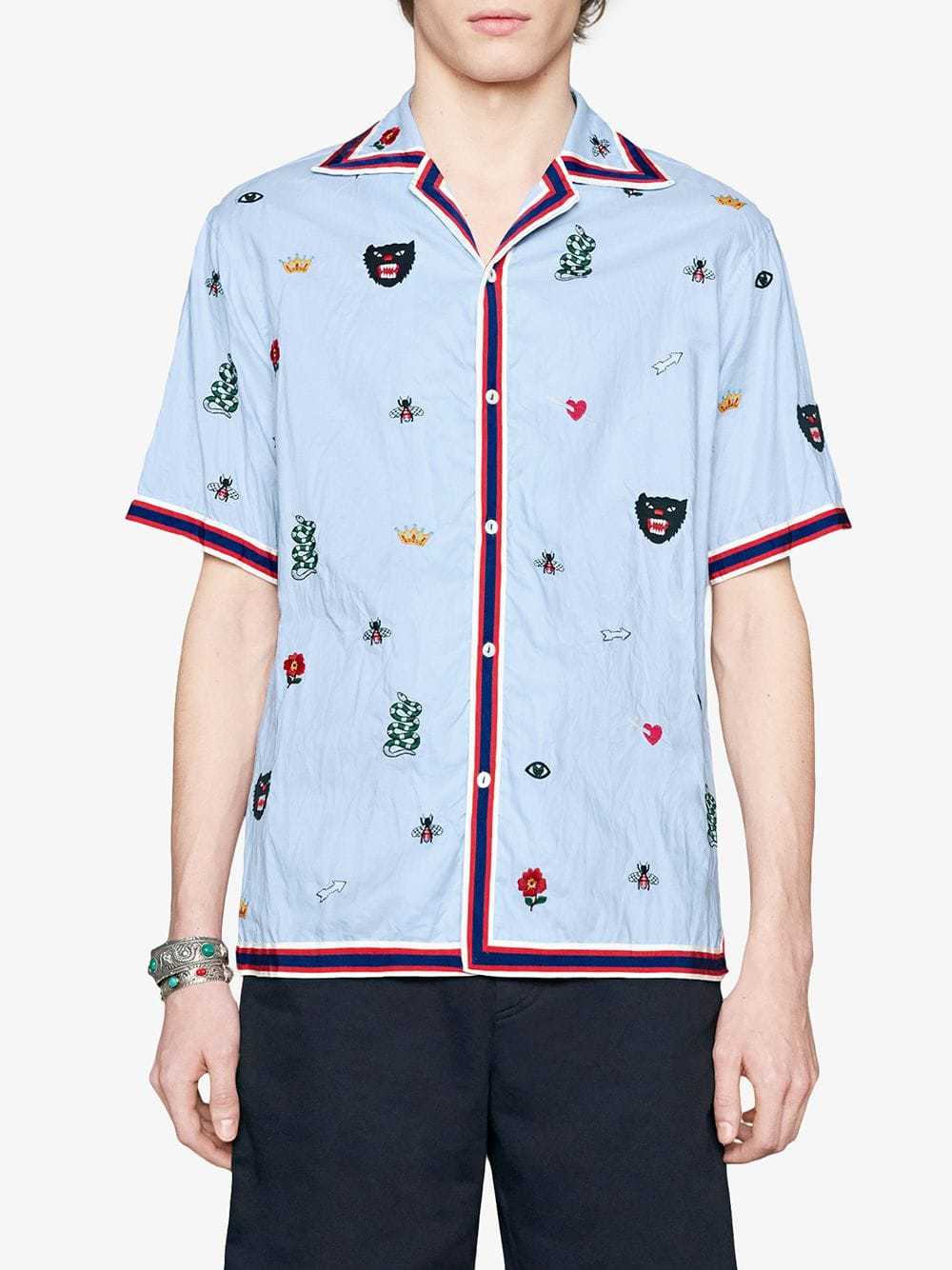 Gucci: Blue Bowling Shirt