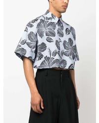 MSGM Floral Print Cropped Shirt