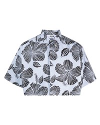 MSGM Floral Print Cropped Shirt