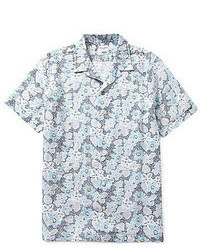 Murano Floral Printed Slim Linen Sportshirt