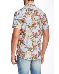Shine Flower Print Short Sleeve Shirt