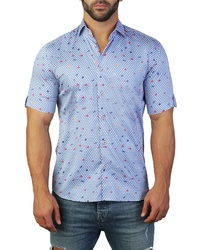Maceoo Galileo Butterfly Blue Regular Fit Short Sleeve Sport Shirt