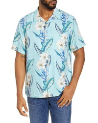 Tommy Bahama Hummingbird Blue Classic Fit Short Sleeve Button Up Camp Shirt
