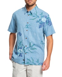 Quiksilver Waterman Collection Loninum Regular Fit Floral Short Sleeve Button Up Shirt