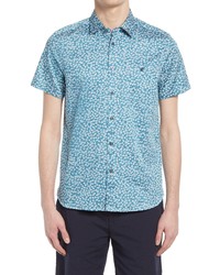 Ted Baker London Parslee Floral Stretch Short Sleeve Button Up Shirt