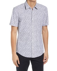 BOSS Ronn Slim Fit Short Sleeve Button Up Shirt In Open Blue At Nordstrom