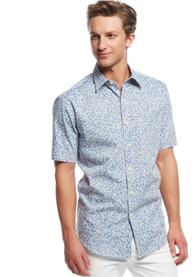 Club Room Short Sleeve Floral Shirt, $49 | Macy's | Lookastic