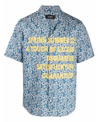 DSQUARED2 Slogan Print Floral Print Shirt