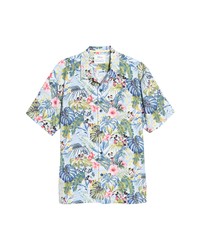 Tommy Bahama X Disney Jungle Jubilee Floral Short Sleeve Button Up Shirt In Cabo Blue At Nordstrom