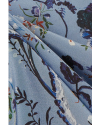 Erdem Lindsey Floral Print Silk Crepe De Chine Blouse Blue