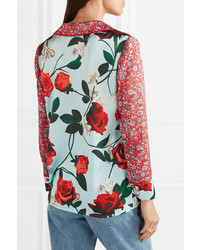 Alice + Olivia Keir Floral Print Satin Shirt