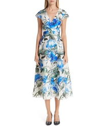 Carolina Herrera Floral Silk Midi Dress