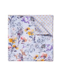 Eton Floral Silk Reversible Pocket Square In Whiteblue At Nordstrom
