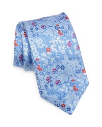 Canali Floral Silk Tie In Light Blue At Nordstrom