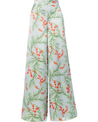 Seren Joni Floral Print Silk Satin Wide Leg Pants