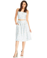 J.o.a. Floral Embroidered Skirt In Light Blue Xs L