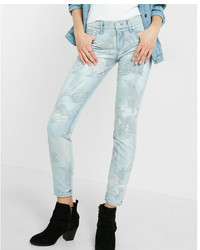 Light Blue Floral Skinny Jeans