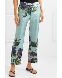 F.R.S For Restless Sleepers Ceo Cropped Floral Print Silk Twill Straight Leg Pants