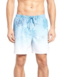 Light Blue Floral Swim Shorts