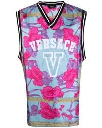Versace Floral Print Logo Vest Top