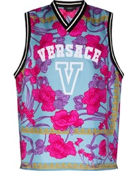 Versace Floral Print Logo Vest Top