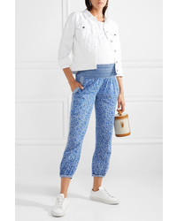 Hatch Ziggy Smocked Floral Print Cotton Voile Tapered Pants