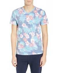 Sol Angeles Hibiscus Print V Neck T Shirt