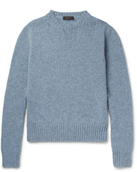 Light Blue Fluffy Crew-neck Sweater