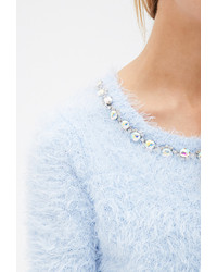 Forever 21 Rhinestoned Fuzzy Knit Sweater
