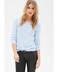 Forever 21 Rhinestoned Fuzzy Knit Sweater