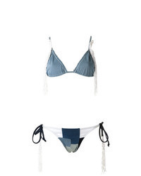 Light Blue Fringe Bikini Top
