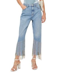 Topshop Beaded Fringe Jeans