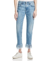 3x1 Fringed Straight Cropped Jeans In Stella