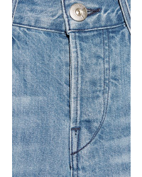 3x1 Wm3 Crop Fringe Distressed Mid Rise Straight Leg Jeans Mid Denim