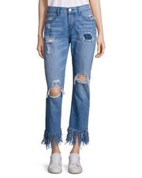 3x1 Wm3 Distressed Cropped Fringe Hem Jeans