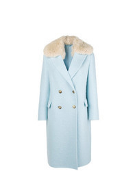 Light Blue Fur Collar Coat