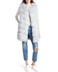 Light Blue Fur Sleeveless Coat