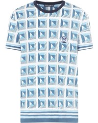 Light Blue Geometric Crew-neck T-shirt