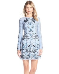 Light Blue Geometric Lace Dress